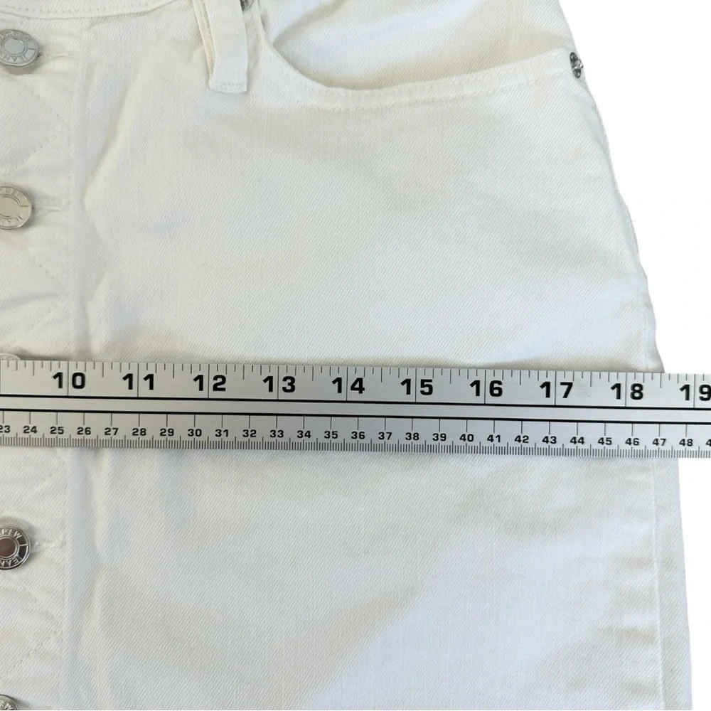 J.Crew White Denim Mini Skirt Button Front High Rise Summer Size 28